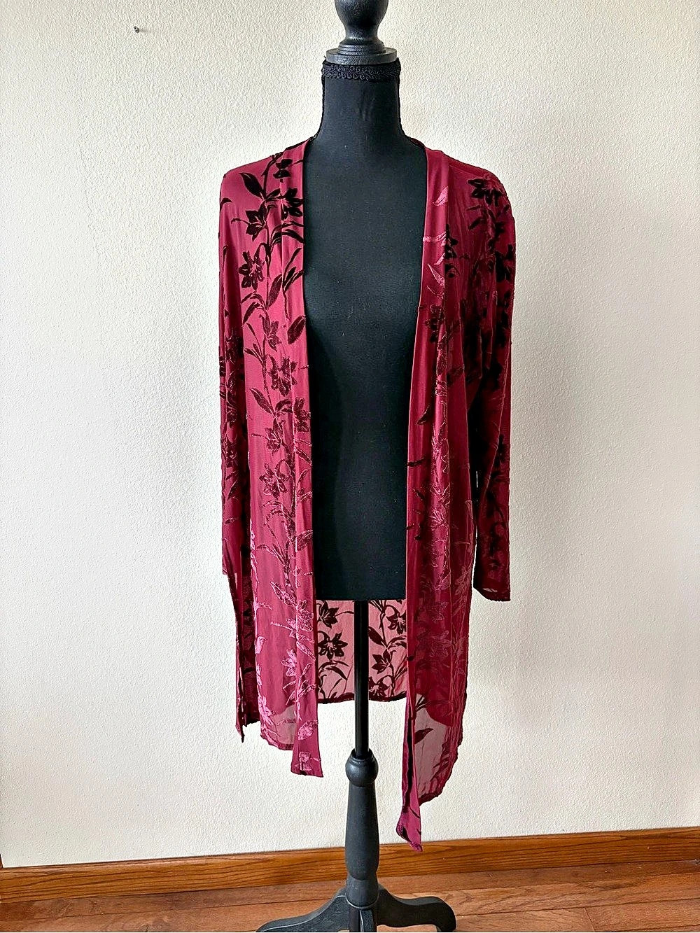 Women's Turquoise Haven Floral Sheer Cardigan Size Large